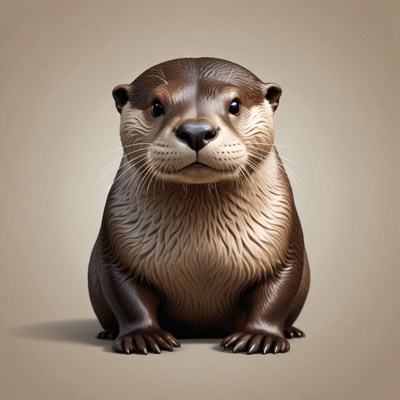 Cute otter sitting on a plain background