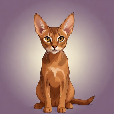 Brown cat sitting with big ears