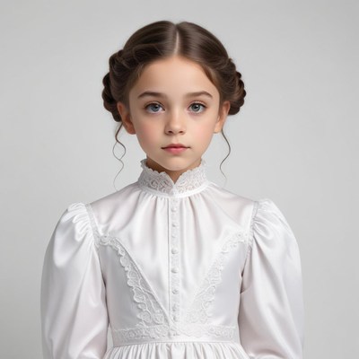 Girl in white dress poses for camera