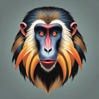 Colorful monkey face illustration art