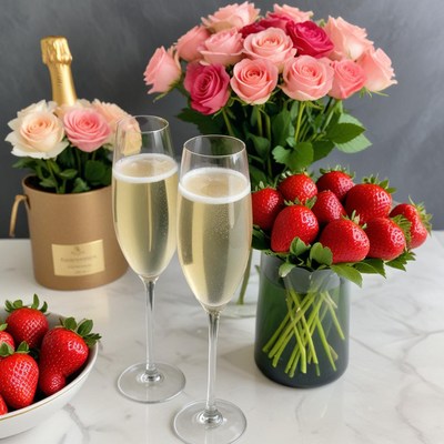 Celebration with flowers and fruit