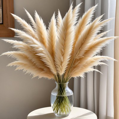 Pampas grass in a glass vase