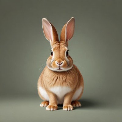 Rabbit sitting on a green background