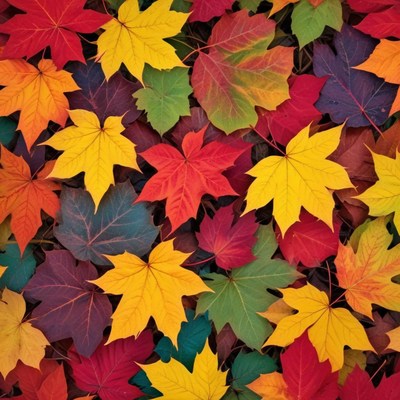 Colorful autumn leaves on ground