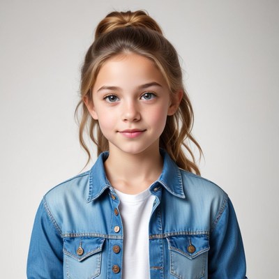 Girl in denim shirt looking at camera