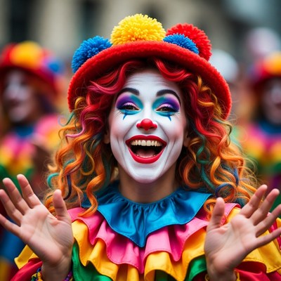 Colorful clown at vibrant festival