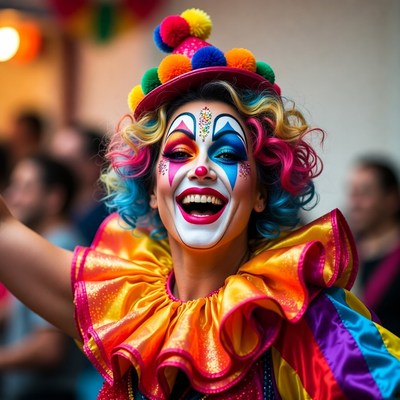 Clown performing at a festival event