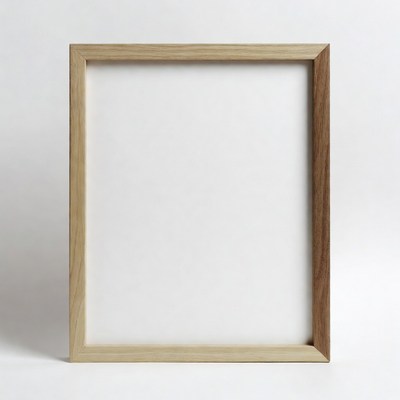 Empty wooden frame on white background