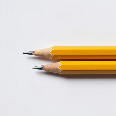 Two sharpened yellow pencils on white background