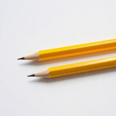 Yellow pencils on a white background
