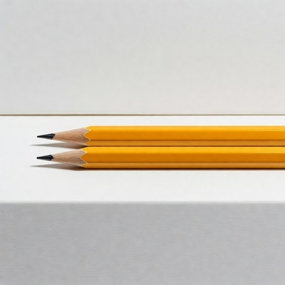 Yellow pencils on a white surface