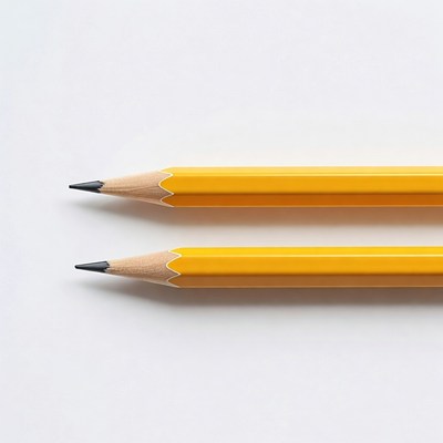 Two yellow pencils on a white surface