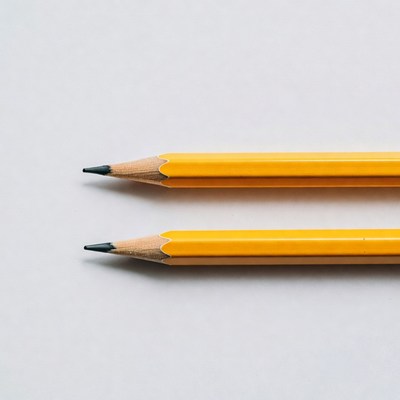Two yellow pencils on white background