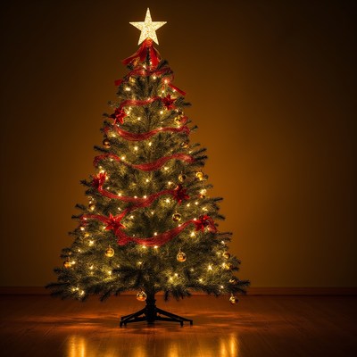 Christmas tree with lights and ornaments