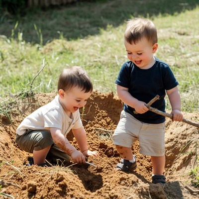 Kids play in the dirt together