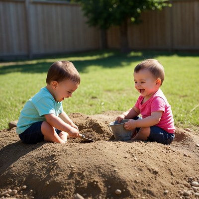 Children playing in dirt outside