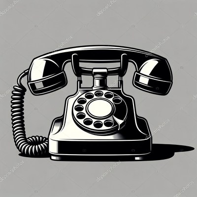 Vintage phone on gray background
