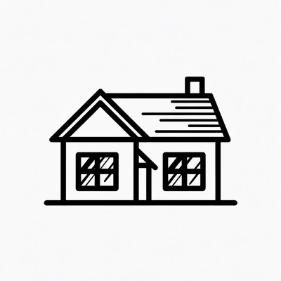 Simple house design with windows and roof