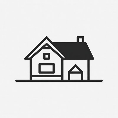 Simple house drawing in black