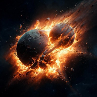 Planets colliding in space
