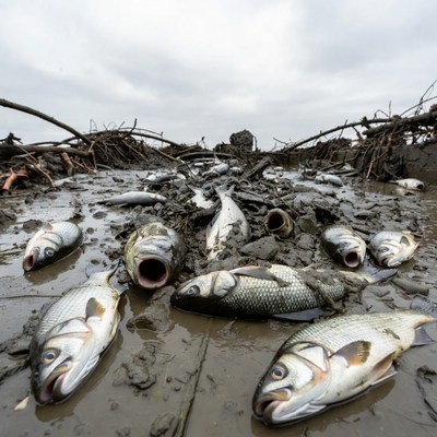 Fish found on muddy ground