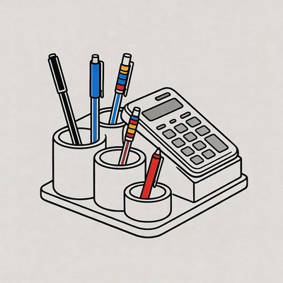 Office supplies on a desk