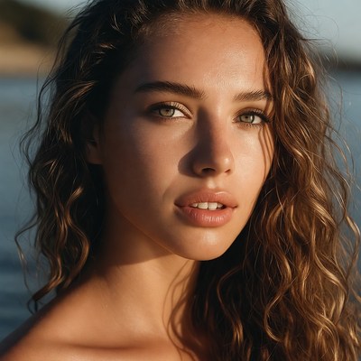 Portrait of a young woman at the beach