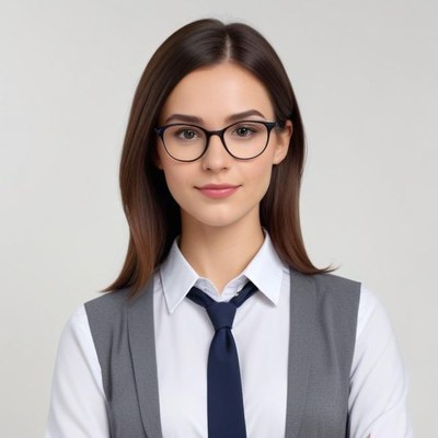 Professional woman with glasses and tie