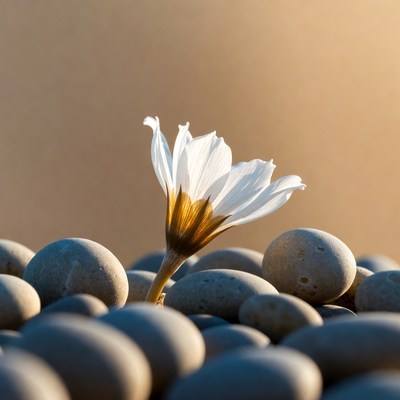 Flower blooming on stones