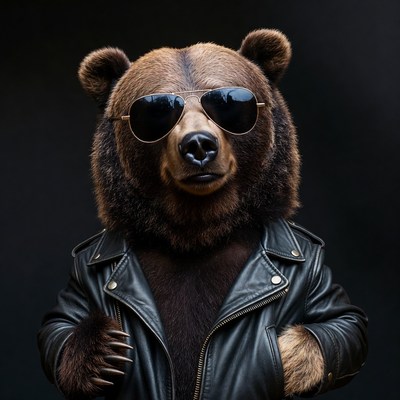 Bear in sunglasses and jacket