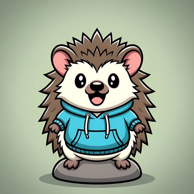 Cute hedgehog wearing a hoodie