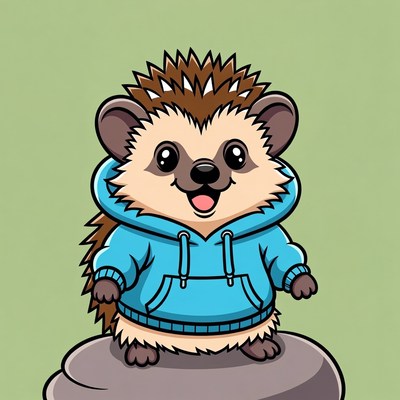 Cute hedgehog in a blue hoodie