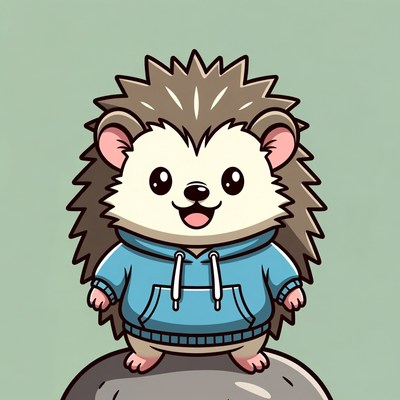 Cute hedgehog in a blue hoodie