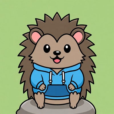 Cute hedgehog sitting on a stone