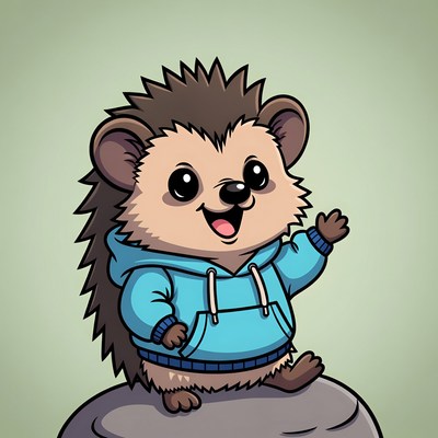 Hedgehog wearing a blue hoodie