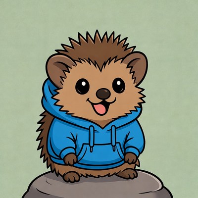 Cute hedgehog in blue hoodie
