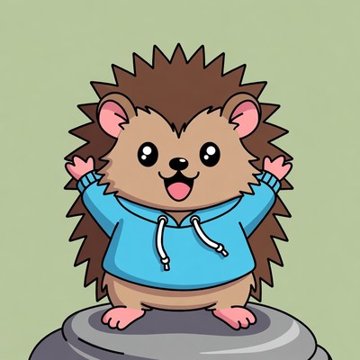 Cute hedgehog wearing hoodie