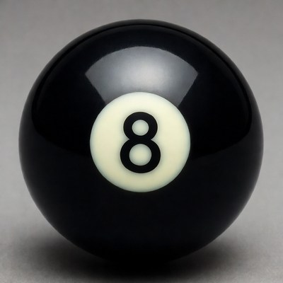 Black eight ball on a gray background
