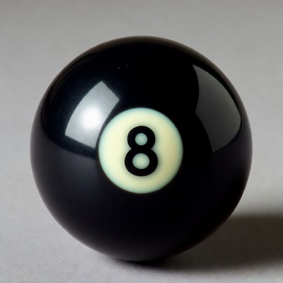 Eight ball on a table surface