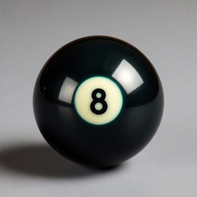 Eight ball on a flat surface