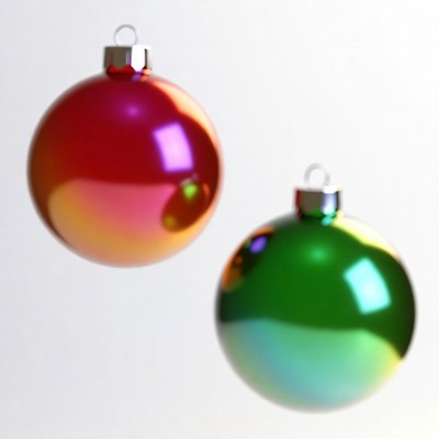 Colorful christmas ornaments hanging together