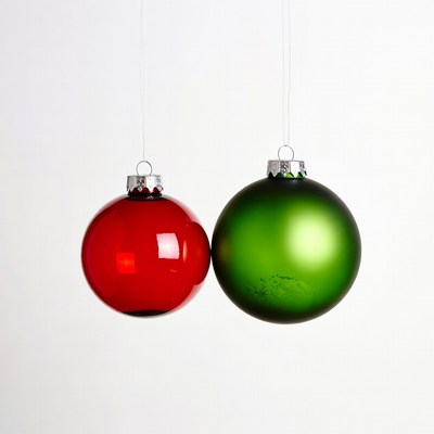 Christmas ornaments in red and green