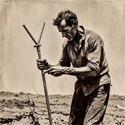 Man working with farming tool