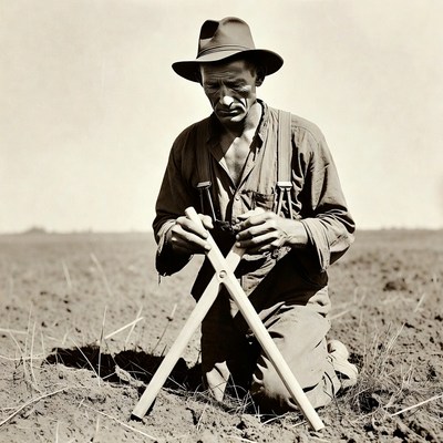 Man using tool in field