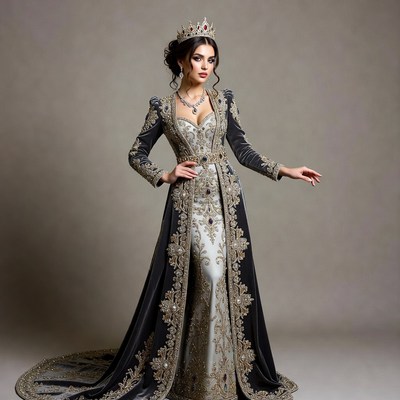 Elegant lady in ornate gown