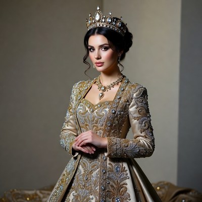 Woman in traditional dress with crown