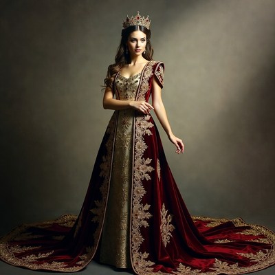 Woman wearing elegant red gown