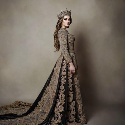 Woman in ornate gown with crown