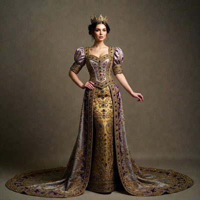 Elegant queen in ornate gown