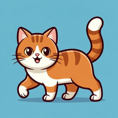 Cute orange cat walking around